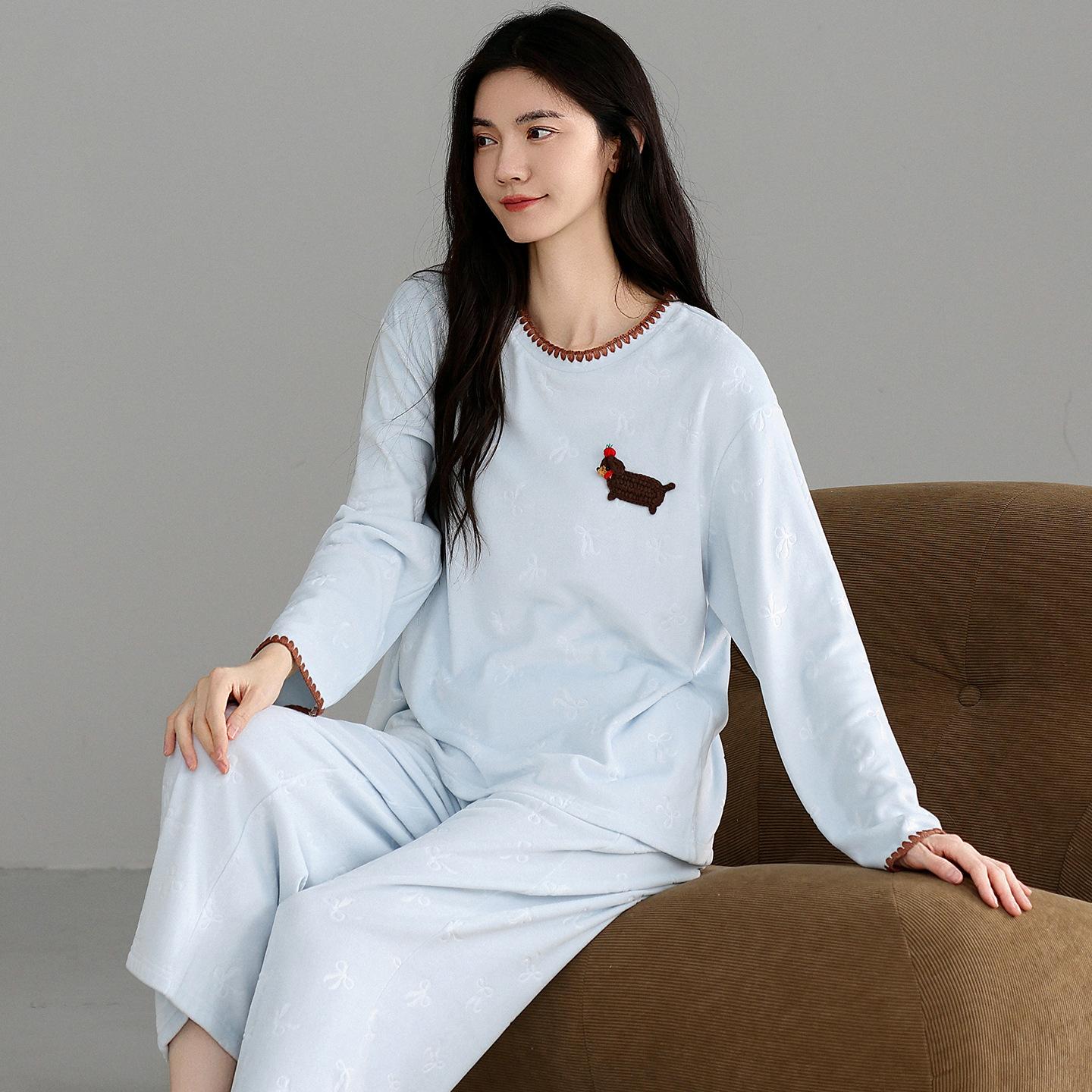 

Pajamas Women S Autumn And Winter Island Fleece Thickened Fleece Coral Fleece Can Be Worn Outside Winter Thin Fleece Cute Cartoon Loungewear 2XL