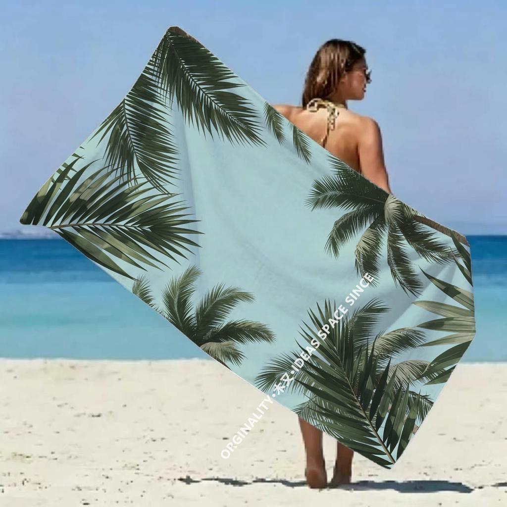 Tropische Palmenblätter Strandtuch Gemustert Sonnenschutz Und Winddicht Geeignet Für Schwimmbad Camping Reise Decke