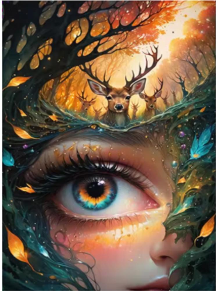 5D Deer Elf Girl Fairy Dust Diamond Painting Kit Full quare Diamond Embroidery Cross Stitch Diamond Art Crystal Home Decoration