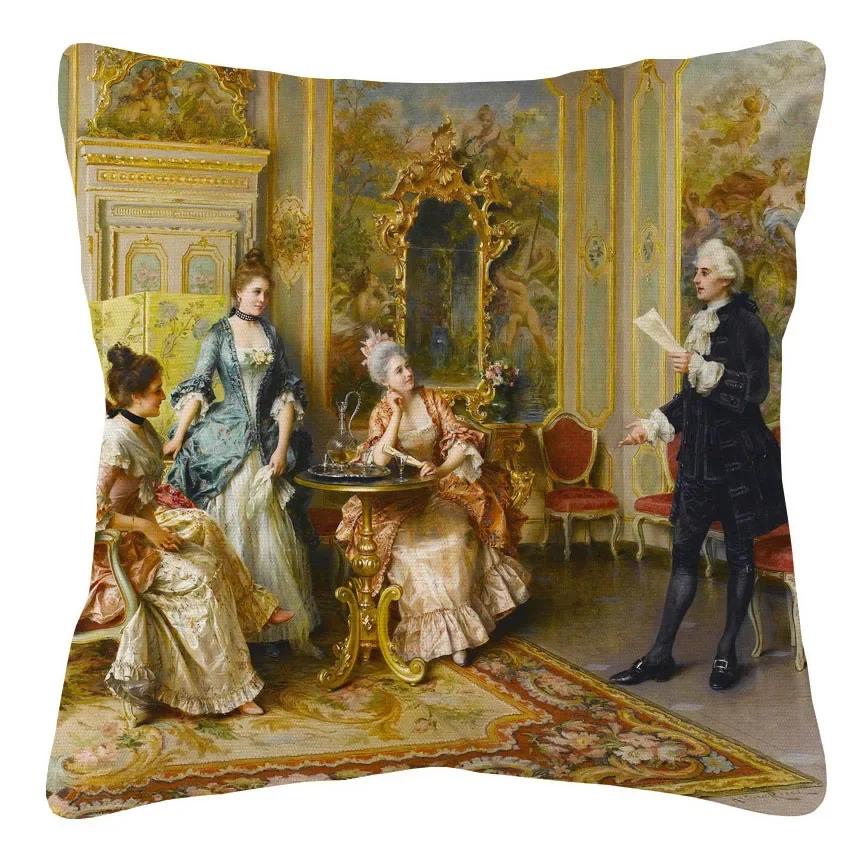 Европейский викторианский королевский двор дамы женщины подушка Чехол Наволочка 12x12Inch