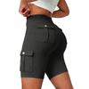 Damen Yoga-Shorts mit Taschen - Atmungsaktive Knopfleiste Hoher Bund Trainingshose