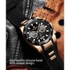 Chronograph Quartz Watch for Men Luxury Big Dial Military Sport Wristwatch Waterproof Silicone Strap Male Clock