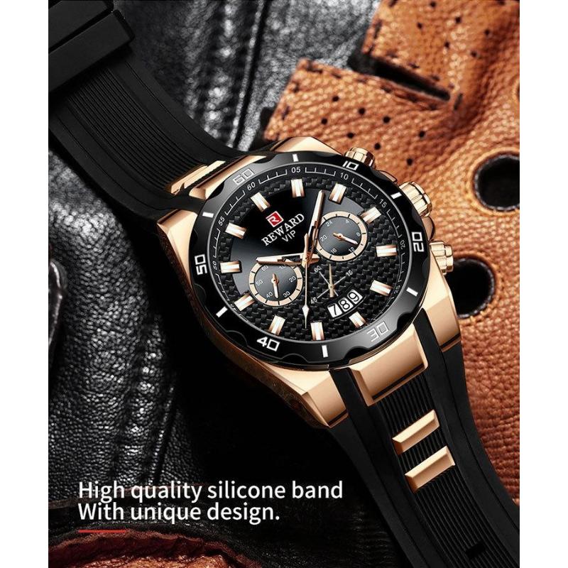 Chronograph Quartz Watch for Men Luxury Big Dial Military Sport Wristwatch Waterproof Silicone Strap Male Clock