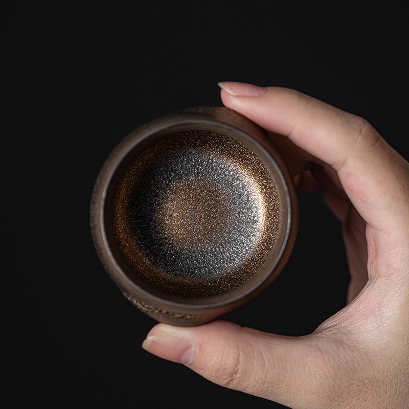Japanese Gilded Teacup Ceramic Chinese Kung Fu Teaware Set Small Master Cup Retro Stoneware Mug Household Drinkware Tea Ceremony