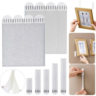 12 Paar große Bildaufhängestreifen, robuste, selbstklebende Bildaufhänger für Wände, zum Aufhängen von Bildern, ohne Stanzen, ohne Schäden, selbstklebende Poster