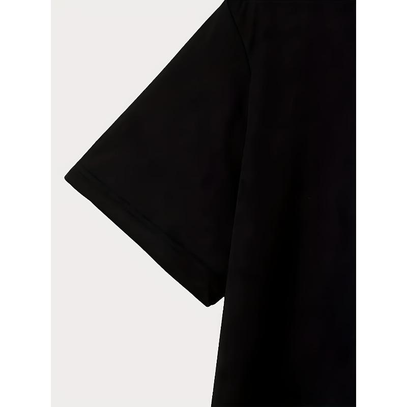 Tailles européennes T-shirt décontracté imprimé pique pour homme - Haut d'été à manches courtes et col rond, Style confortable pour tenues décontractées Mode streetwear