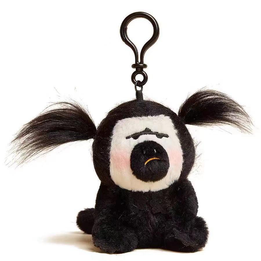 White Cute Ugly Monkey Plush Toy Fried Hair Backpack Pendant Key Chain Doll Gift