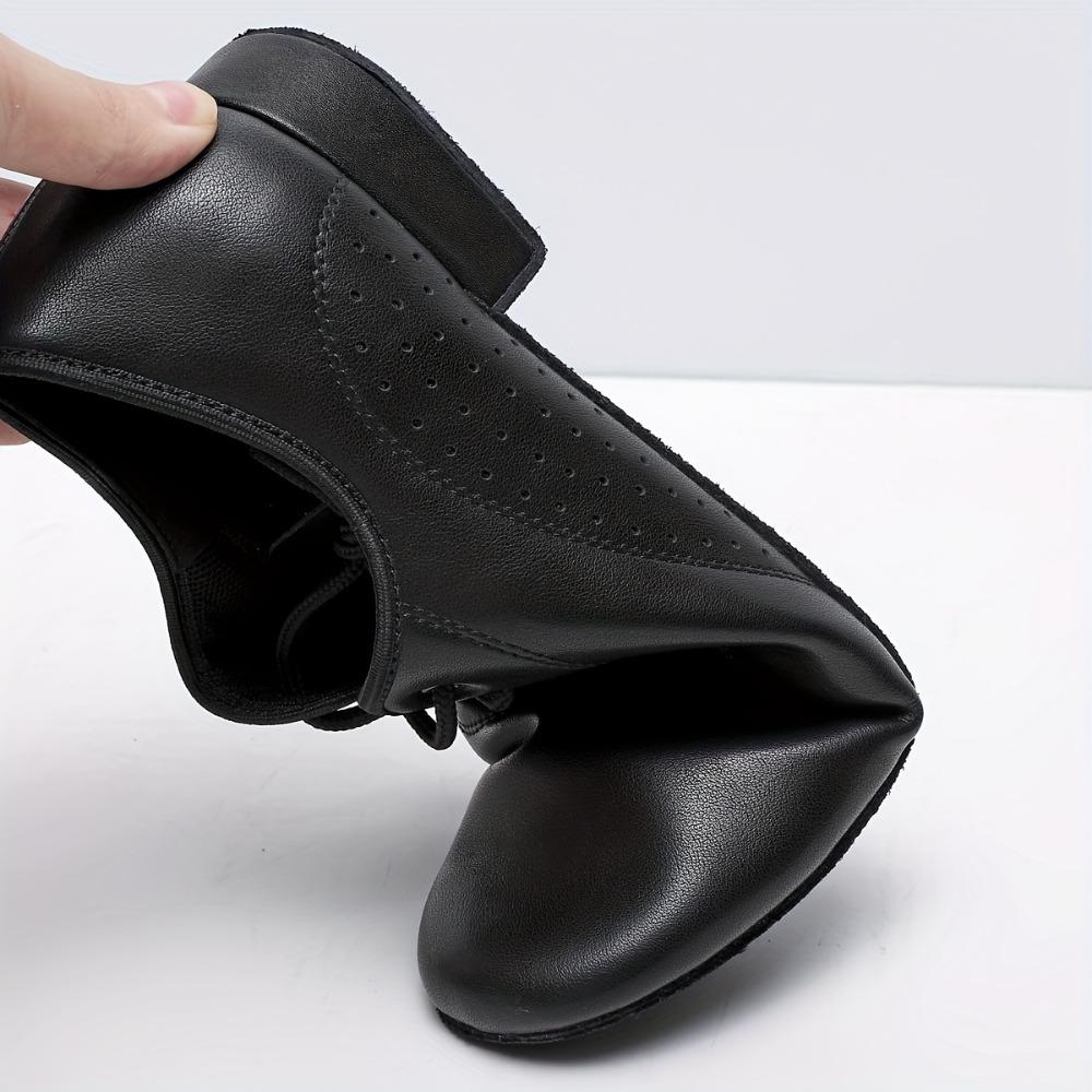 Breathable Microfiber Latin Dance Shoes - Men's Professional Solid Color Low Heel Soft Shoes - Round Toe Lace-Up with PU Sole