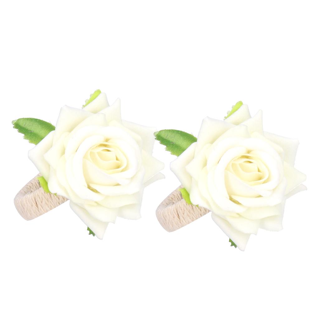 2PCS Bag Simulation Flower Napkin Rings Modern Napkin Holder Table Decorations for WeddingWhite