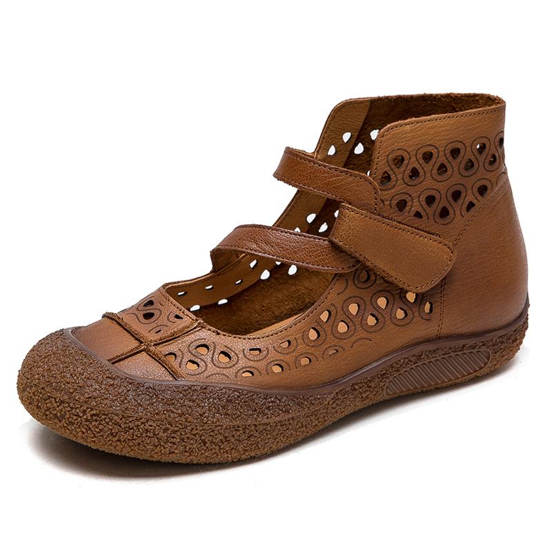 

Woman Sandals 2025 New Flats Platform Shoes Woman Soft Leather Lightweight Sandals Breathable Sandals Ladies Zapatos De Muje 35 коричневий