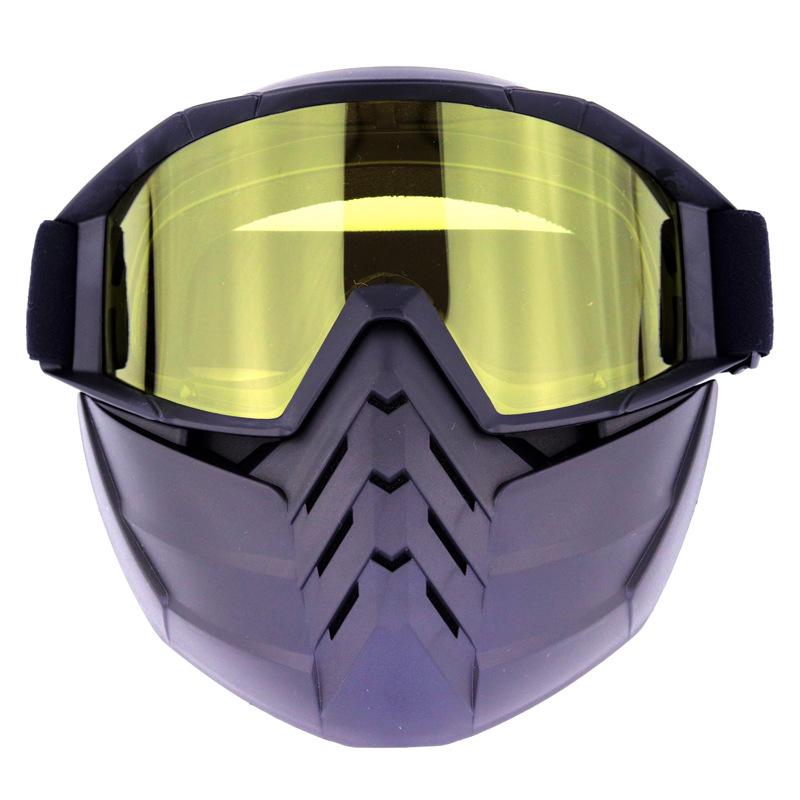 

Directly supplied retro face mask goggles Vintage Full-Face Goggles Motorcycle off-road goggles Wind and dust protection Matte black frame+Yellow