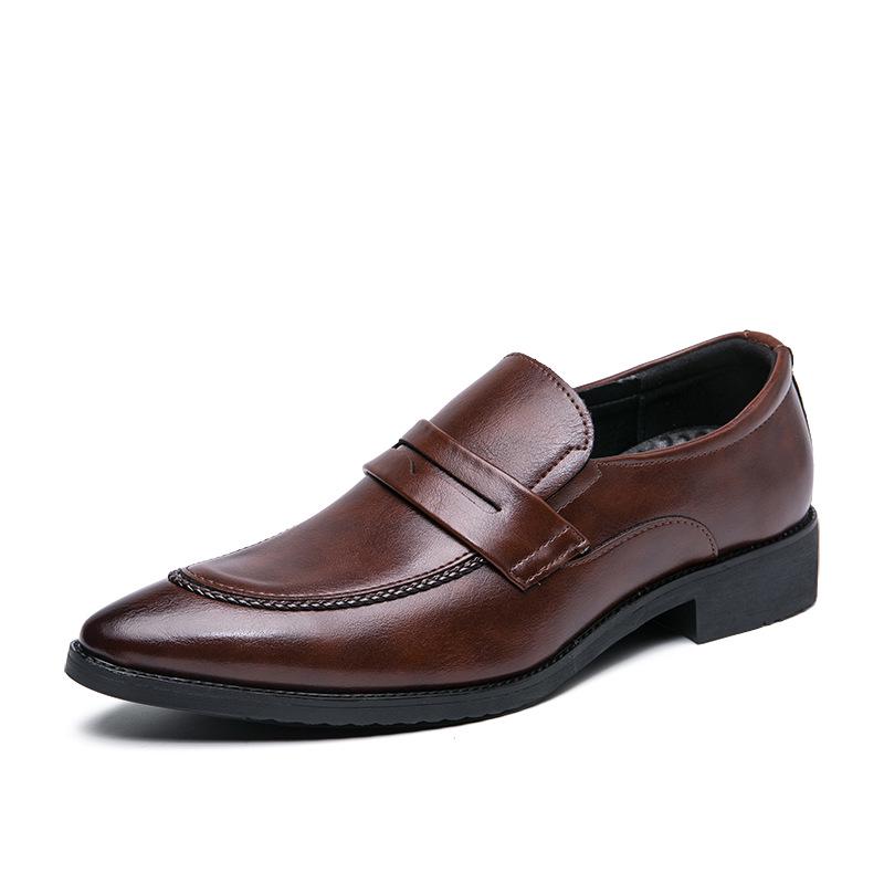 Men s British Style Leather Shoes - Formal & Casual Spring/Autumn Office Loafers 38 коричневый