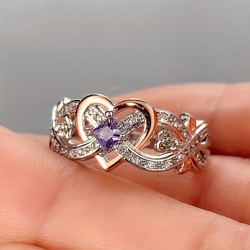 

1pc Luxury WoMen s Purple Zircon Ring Zircon Unisex Wedding Gifts For Women 5 медный