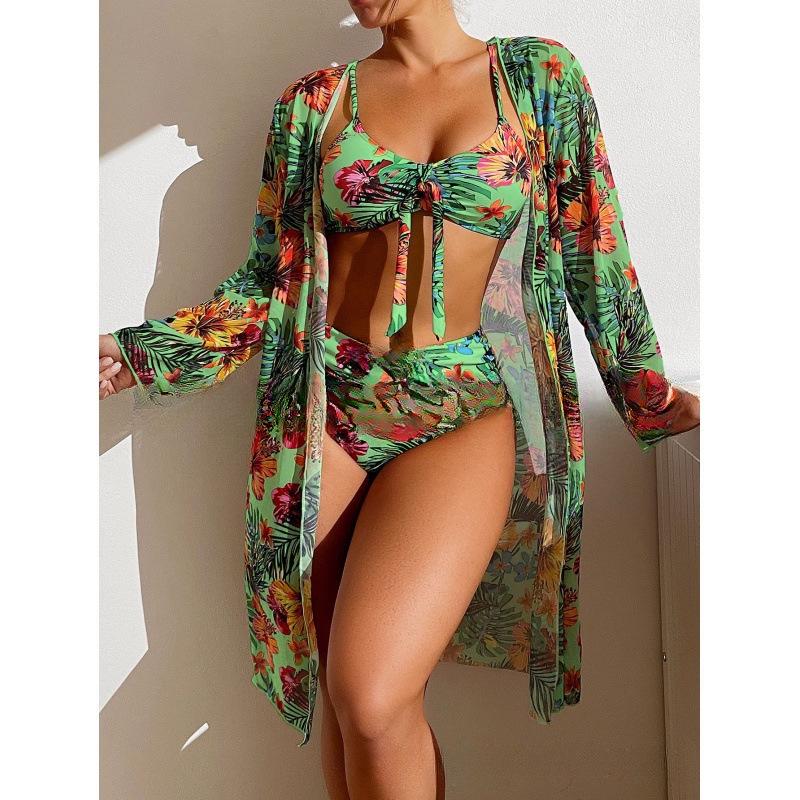 

Сексуальный купальник-тройка с накидкой для защиты от солнца - Европейский и американский стиль Medium