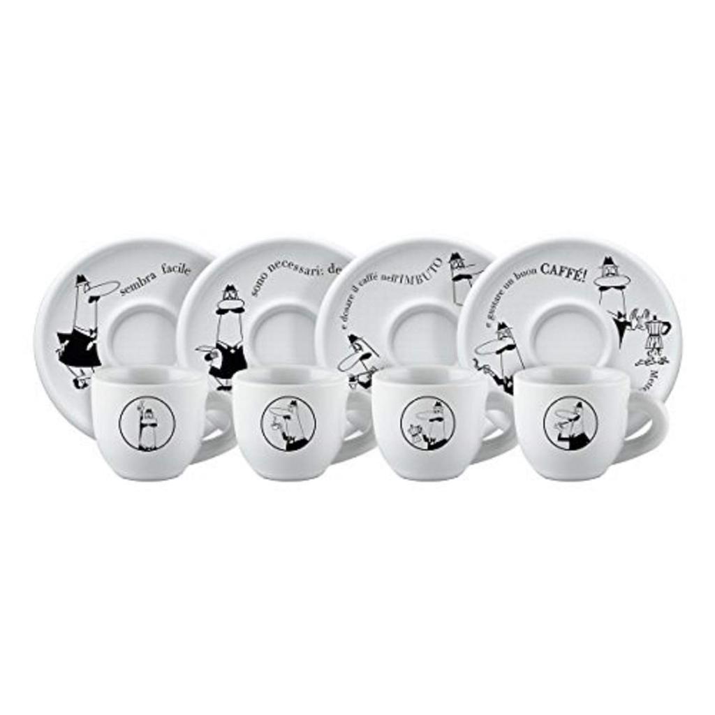 Bialetti Cup Saucer Uncle Bialetti White Coffee Espresso Cup 4 Piece Set Y0TZ033 &