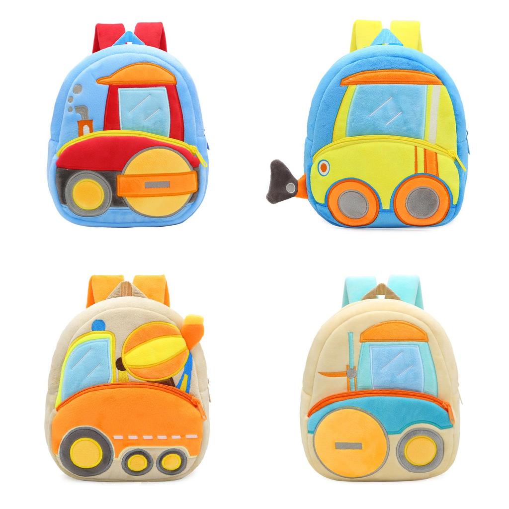 Excavator Plush Kids Backpack With Ventilated Comfort For Early Education Use