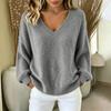 Women's Fashion Color Neck Long Sleeve Loose Fit Pullover Knit Sweater Top