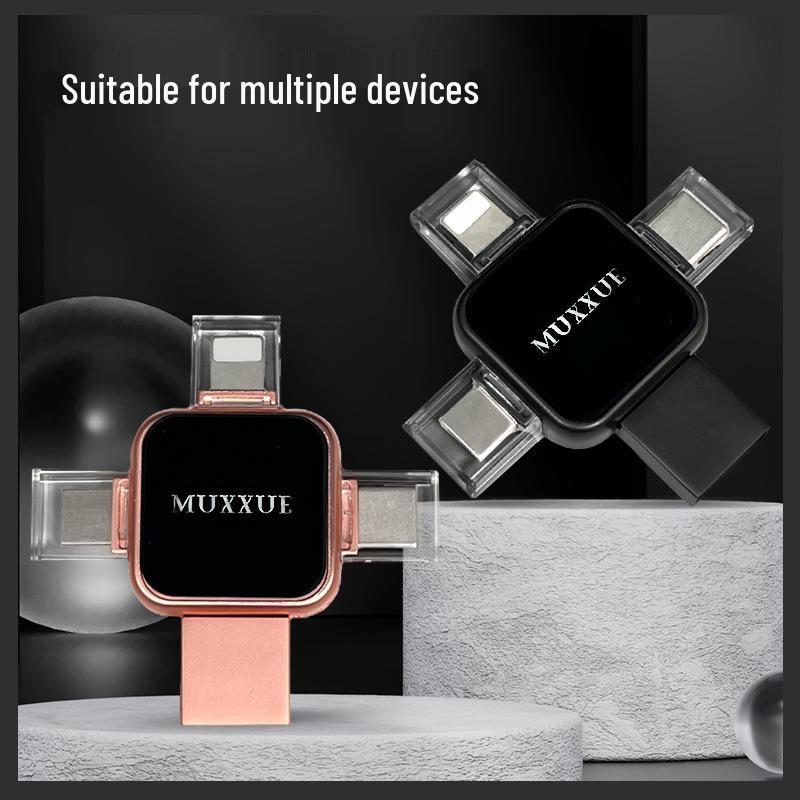 Cross-Shaped Luminous USB Flash Drive 128GB: 4-in-1 High-Speed Dual-Use for Phone & Computer, Available In 256GB