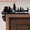 1pcs 2D Christmas Corner Sign Santa Reindeer Santa Claus Frame Acrylic Door Sitter Home Wall Decor Festive Xmas Decoration Gift
