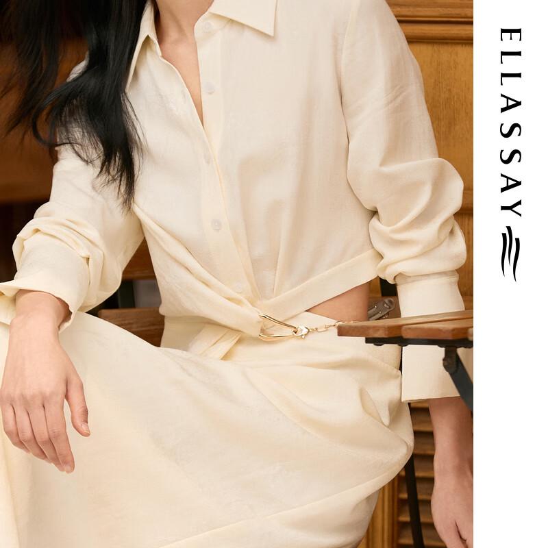 ELLASSAY 2025 Early Autumn Merino Wool Blend Hollow-out A-Line Dress