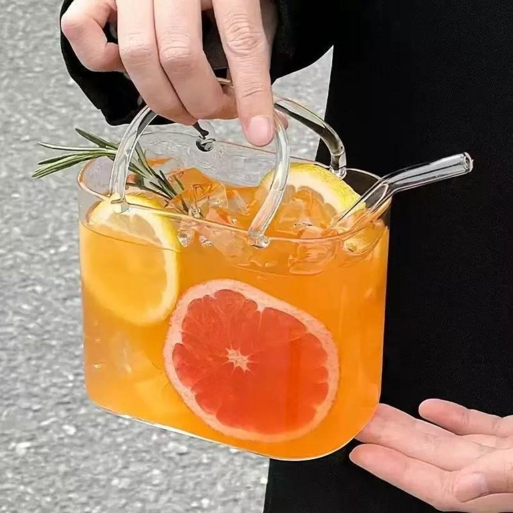 Transparent Summer Teacup Unique Shape Wine Cup Portable Juice Cup  Summer Drink
