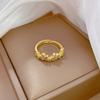 Real Gold Leaf Zircon Ring Opening Adjustable Simple Jewelry Japanese Ring Couple Ring