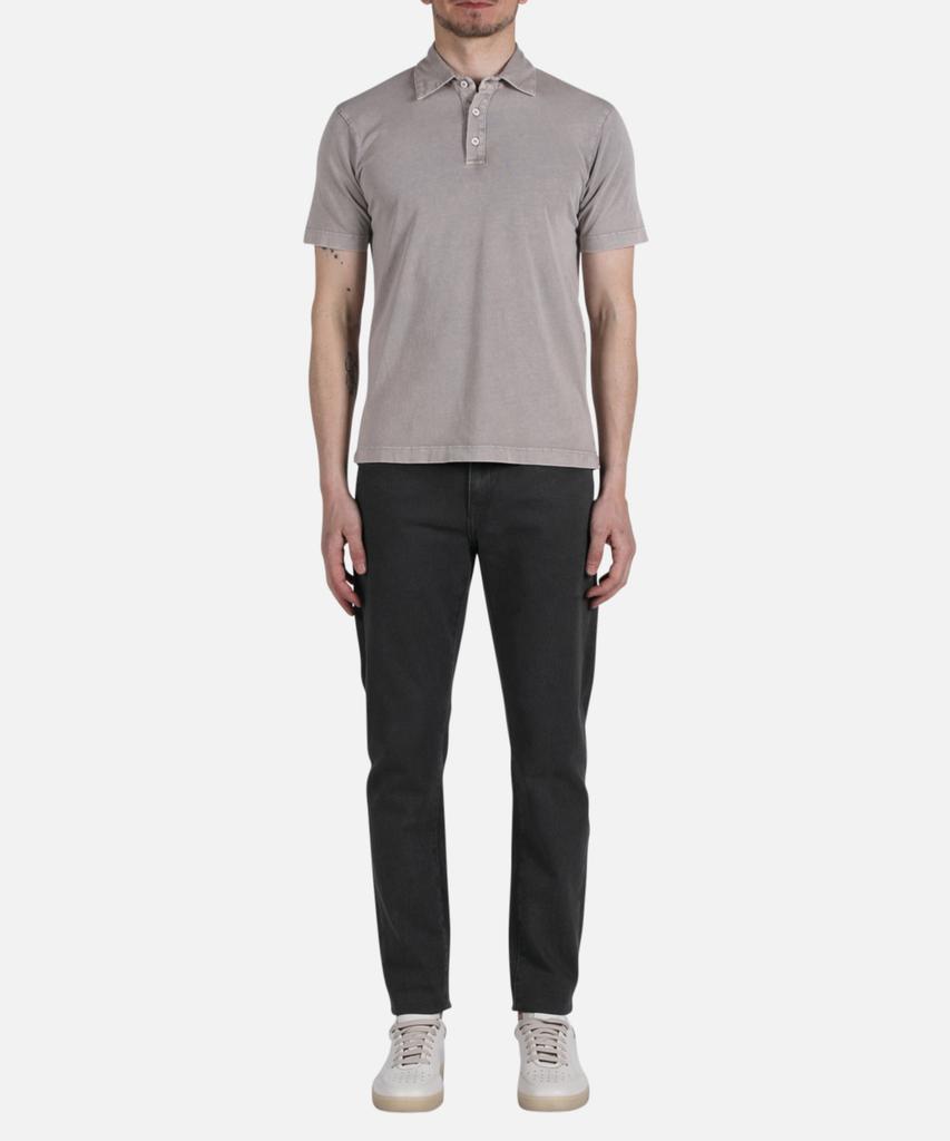 PANICALE Gray Vintage Dyed Short Sleeve Polo Shirt