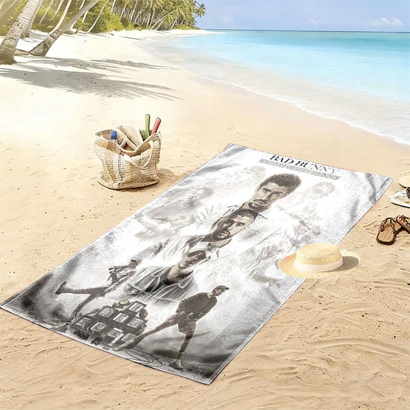 Bad Bunny King Print Beach Towel, Large Soft Quick Dry Towel for Beach Camping Swimming