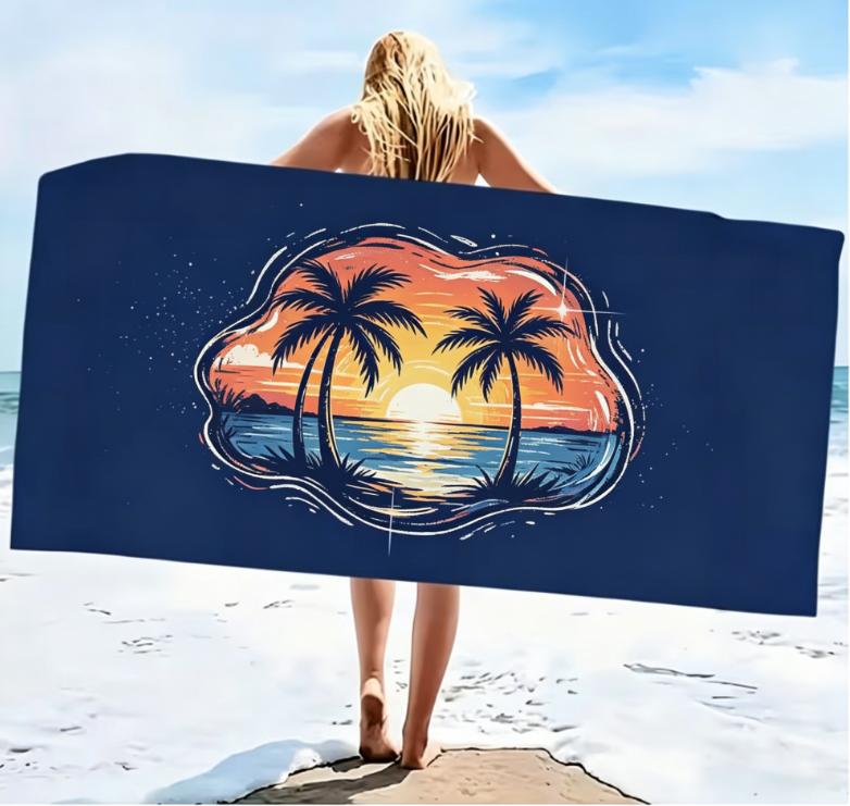 Creative Fried Egg Moon Beach Towel, Microfiber Large Sand Free Quick Dry, Soft Absorbent, for Summer Pool & Beach Bath Towel