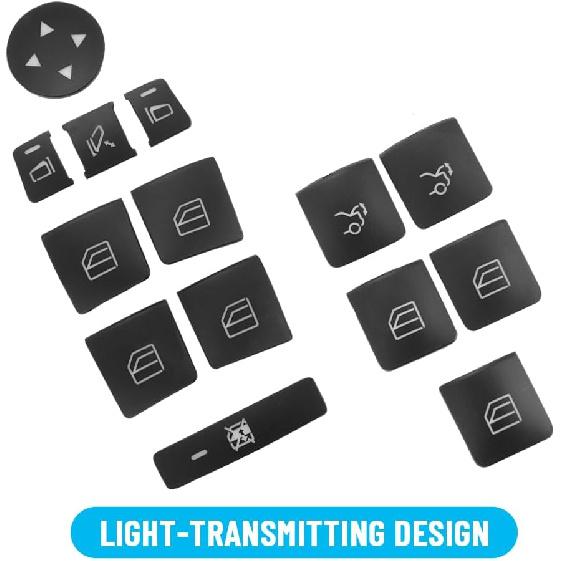 Window Switch Button Trim Cover Sticker Compatible for Mercedes Benz A B C E G GLA CLA GLK GL ML GLE Class, Interior Door Armrest Window Switch