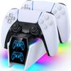 PS5 Controller Charging Simultaneous Fast Charge for Two PS5 Edge PlayStation 5 LED Indicator and RGB Overcharge Compact Stand, Controllers, Dock,
