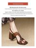 Women's Retro Brown Chunky Heel Sandals - Open-Toe, Single Strap, Comfortable High Heels