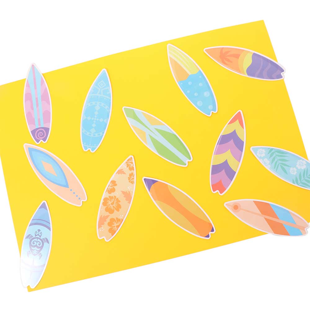 60 Stück Sommer-Thema Hawaiianische Surfbrett-Aufkleber Wasserdicht Strandparty-Dekoration Poolparty