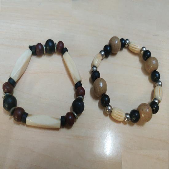 

@ Elastic Wooden Beads Vintage Look Bracelet Pack Of 2 MJ-766-60%OFF