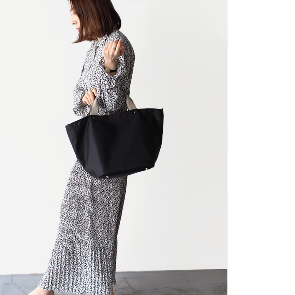 Nylonová taška tote s rukojetí z pravé kůže pro dojíždění taška [Gratante] 2-way Dámská, abb-g0001 (Černá)