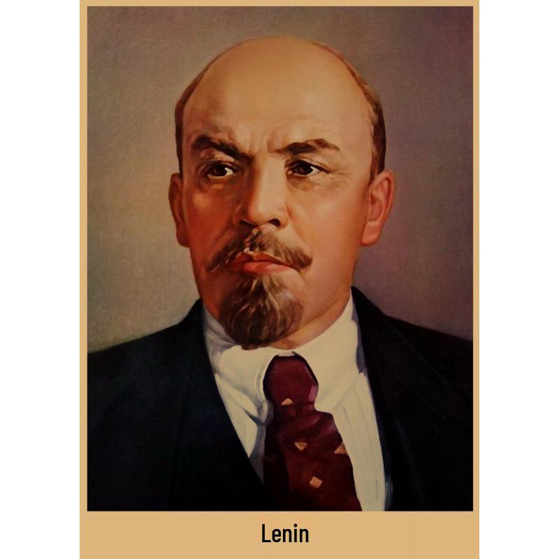 Mao, Zhu De, Lenin, Marx Portrait Poster on Kraft Paper