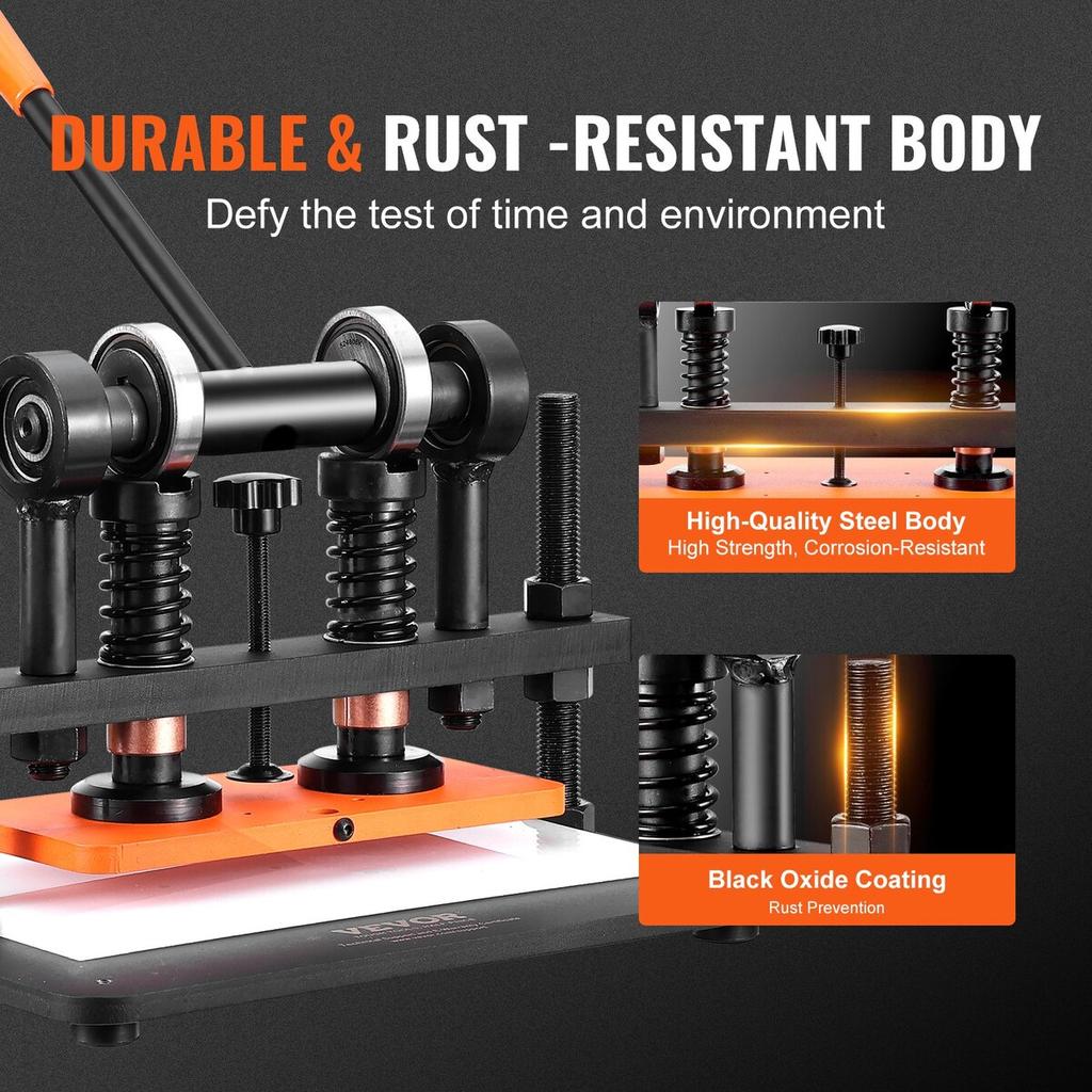 Leather Cutting Machine, 10.2 x 4.7 in Embossing Plate Manual Die Cutter, 0.47 in Pressure Stroke Leather Embossing Machine, Dual Guide Shafts Die Cut