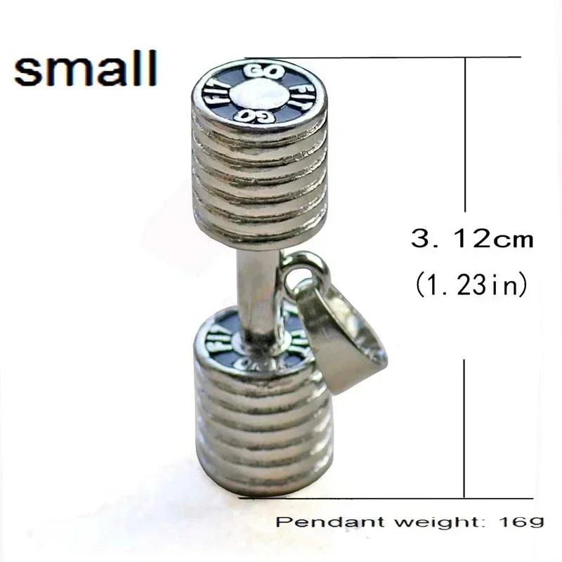 Women Creative Gifts Fashion Gold Black Silver Color Big Small Barbell Pendant Necklace Men Trendy Fitness Barbell Creative Gift