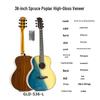 41-inch Spruce Top Acoustic Guitar - Bright Finish, Beginner Friendly, Wooden Design