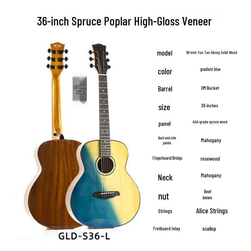 41-inch Spruce Top Acoustic Guitar - Bright Finish, Beginner Friendly, Wooden Design