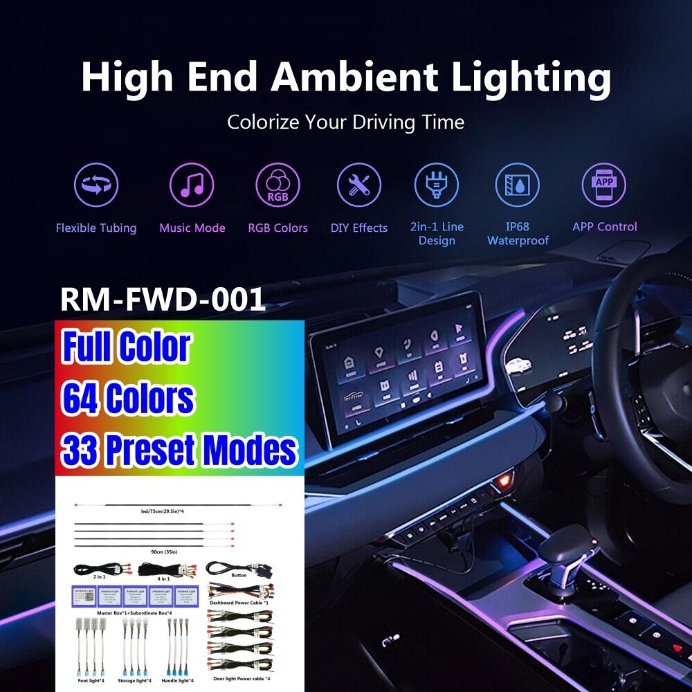 

Светодиодные 18 в 1 фонари для автомобиля, неоновые лампы для салона автомобиля, декоративные акриловые лампы, аксессуары, универсальная атмосфера для NISSAN