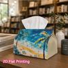 1pc, 2D Flat Printing, Tissue Box Summer Beach Paradise Pattern Printed Tissue Box, Suitable for Bathrooms, Living Rooms, Bedrooms, Dressing Tables, C