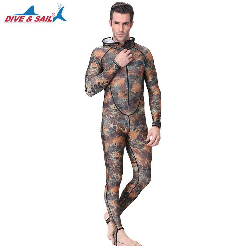 Mens Camo Full Body Rash Guard With Hood Zipper UV Protection Dive Suit Snorkeling Surfing Swimming
