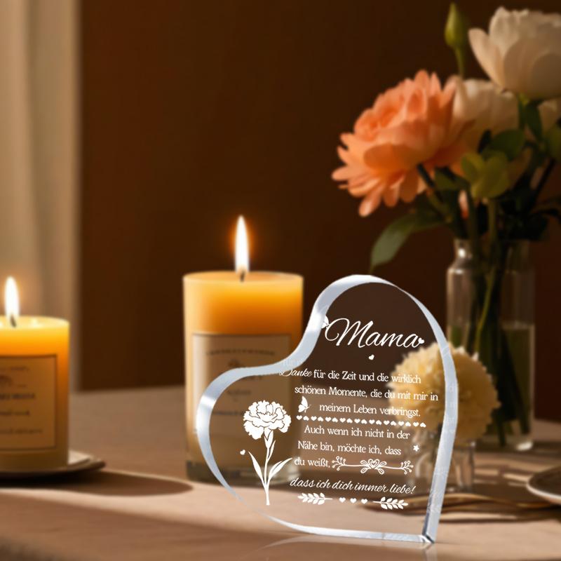 2D Flach, "Mama" Acryl-Herz Andenken Dekoration Plakette, Florales Design, Geeignet für Wanddekoration, Veranda, Zimmer, Villa, Akzente Zuhause, Flur, oder W