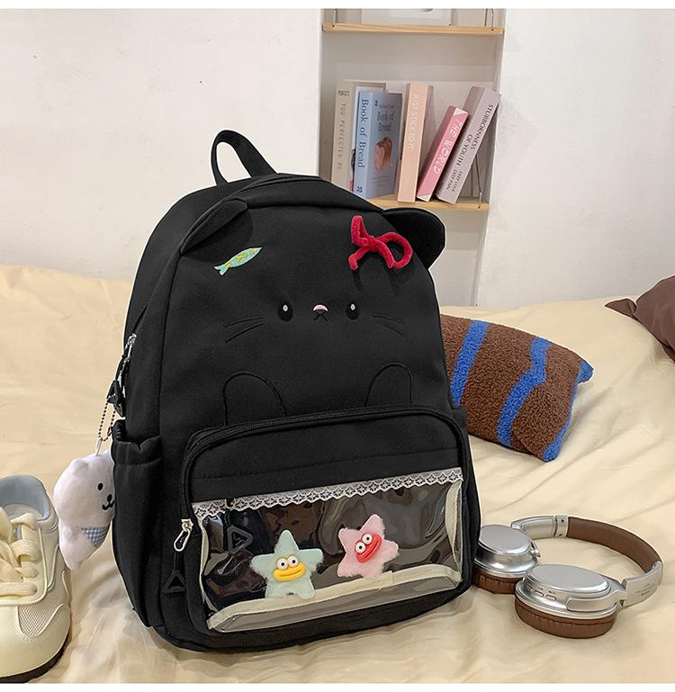 Schoolbag Japanese ins new high-value fresh and sweet candy color cute kitten backpack girl light backpack