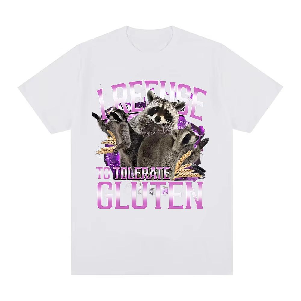 

Unisex Clothing Unisex I Refuse To Tolerate Gluten T Shirts Funny Raccoon Meme Graphic T Shirt Cotton Casual Short Sleeve Tshirts S