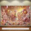 2D Flat Printing Candy Themed Backdrop with Giant Lollipops for Birthday and Baby Shower