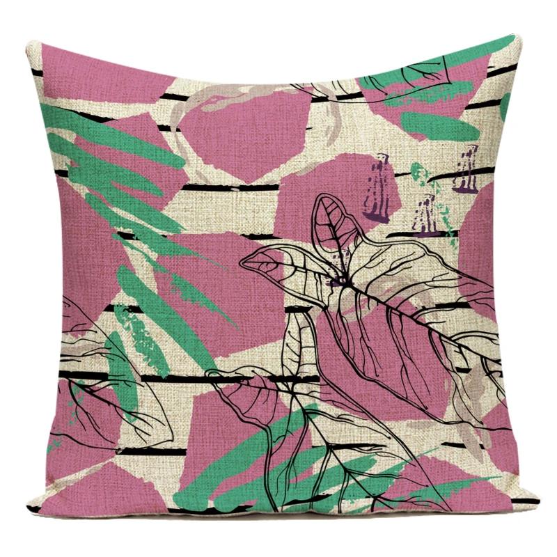 Decorative Throw Pillows Case Floral White Red Pink Flower Polyester Pillow Cushion Cover For Sofa Home Living Room Decor