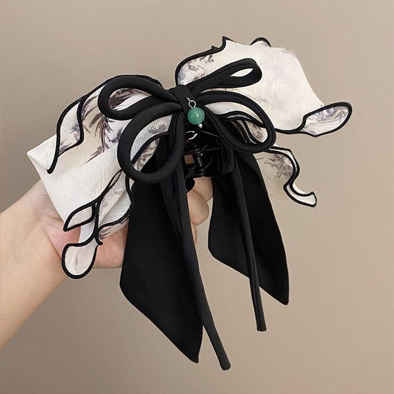 

Зажим для волос в стиле живописи тушью - Китайский стиль, бант, бабочка, дзен-аксессуары для волос чёрный
