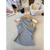 With chest pad, French temperament cross neck sling vest women's summer spice girl short slim-fit design top
